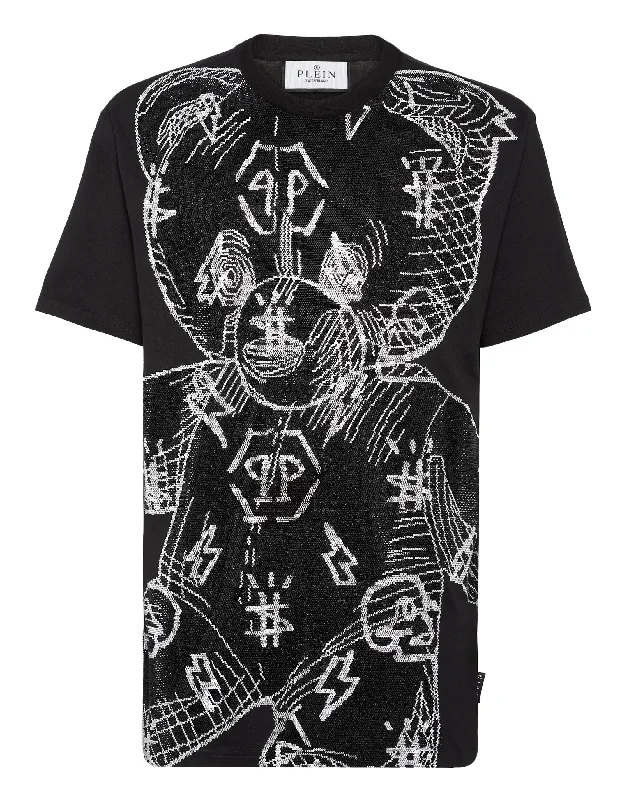 Men's UV - protection t - shirts for outdoor activities in the sunT-shirt Round Neck SS Teddy Bear with Crystals