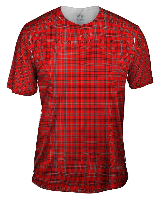 Men's eco - friendly recycled t - shirts for sustainable fashion choicesTartar Pattern Red