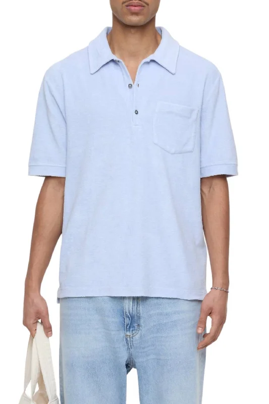 Men's UV - protection t - shirts for outdoor activities in the sunTerry Cloth Polo In Horizon Blue