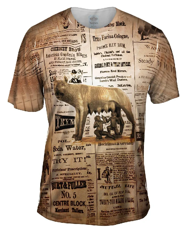 Men's distressed denim - look t - shirts with a rugged appealThe Capitoline Wolf