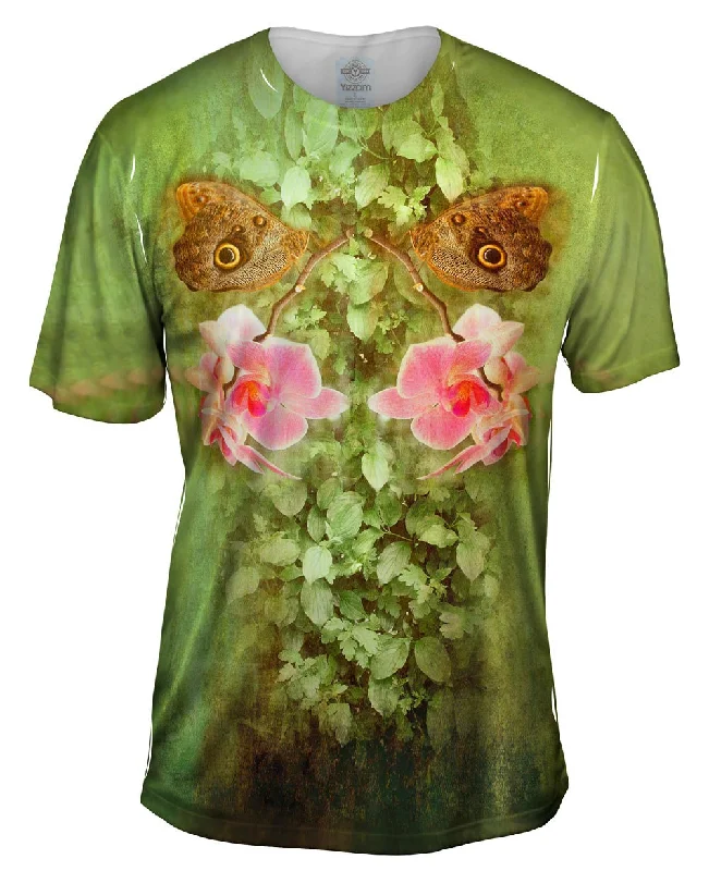 Men's long - sleeve henley t - shirts with button - down placketsTiger Eye Butterfly