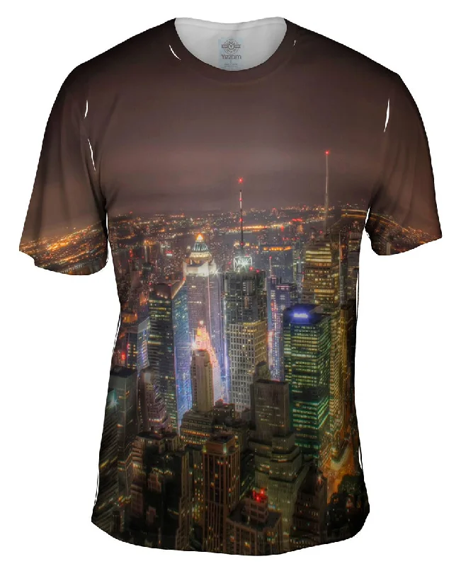 Men's button - front t - shirts with a unique artistic printTimes Square From Empire State Building