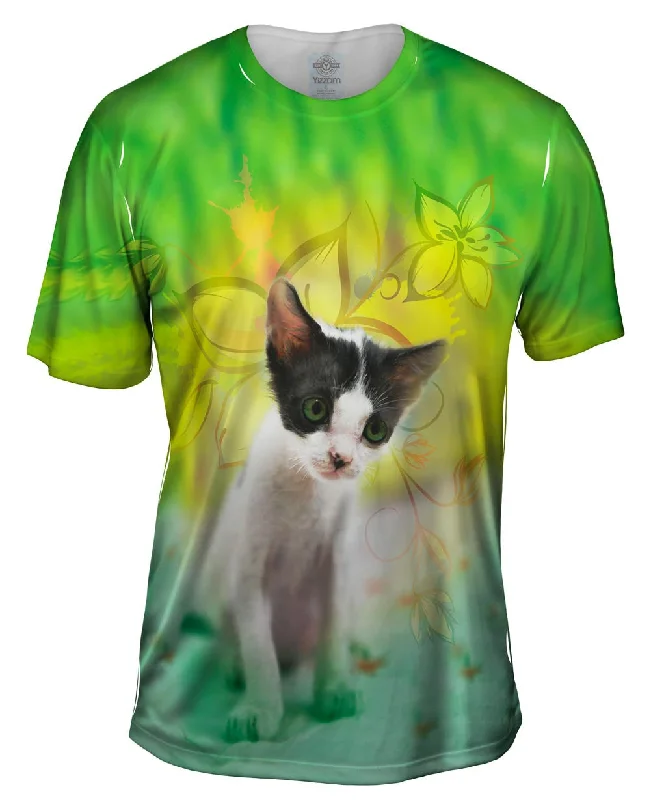 Men's printed Hawaiian t - shirts for tropical vacationsTired Kitten