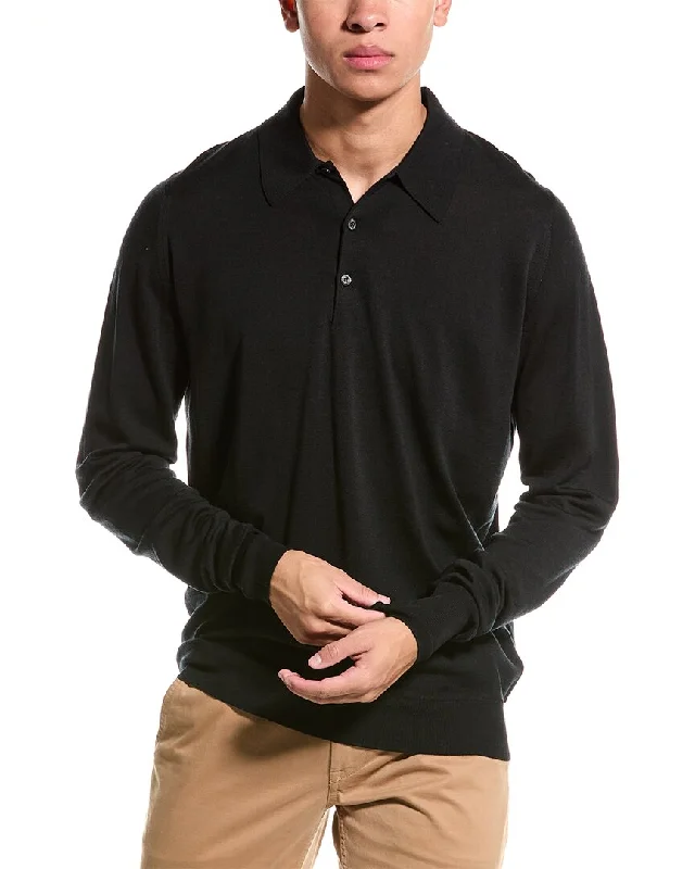 Men's smart - casual checkered t - shirts for semi - formal occasionsTodd Snyder Long Sleeve Wool Polo Shirt