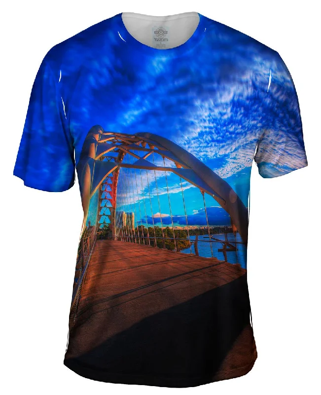 Men's eco - friendly recycled t - shirts for sustainable fashion choicesToronto Sunrise Bridge