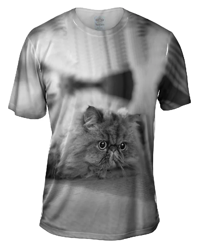 Men's short - sleeve linen t - shirts for summer beach outingsTransfixed Kitty Cat