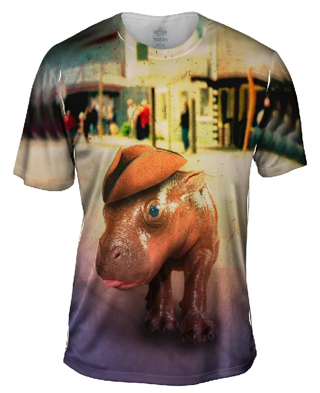Men's eco - friendly recycled t - shirts for sustainable fashion choicesTree Corner Hat Pygmy Hippo