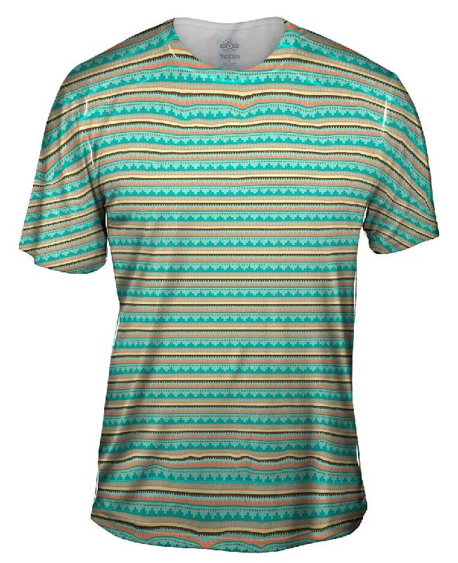 Men's smart - casual checkered t - shirts for semi - formal occasionsTribal Blue Sky