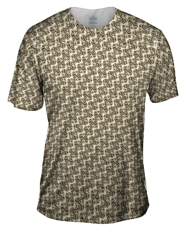 Men's button - front t - shirts with a unique artistic printTribal Brown Ornament