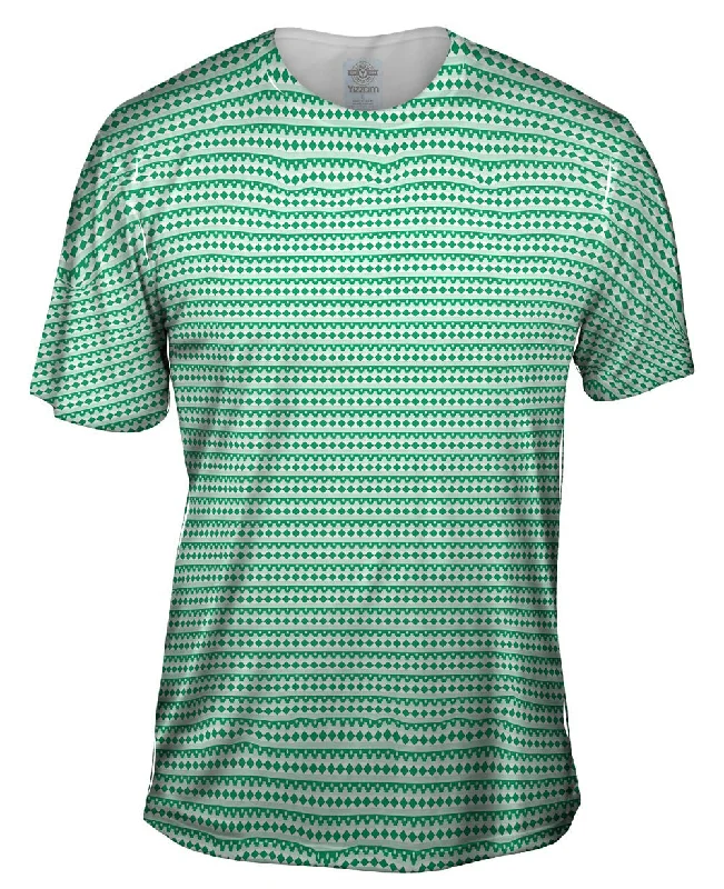 Men's short - sleeve linen t - shirts for summer beach outingsTribal Grass Is Green