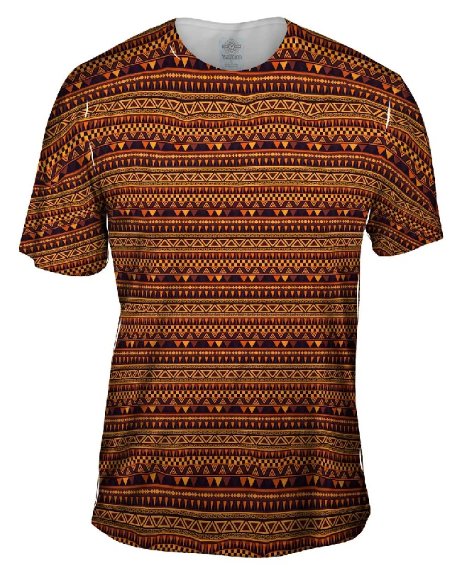 Men's button - front t - shirts with a unique artistic printTribal Yellow Aztec Warrior