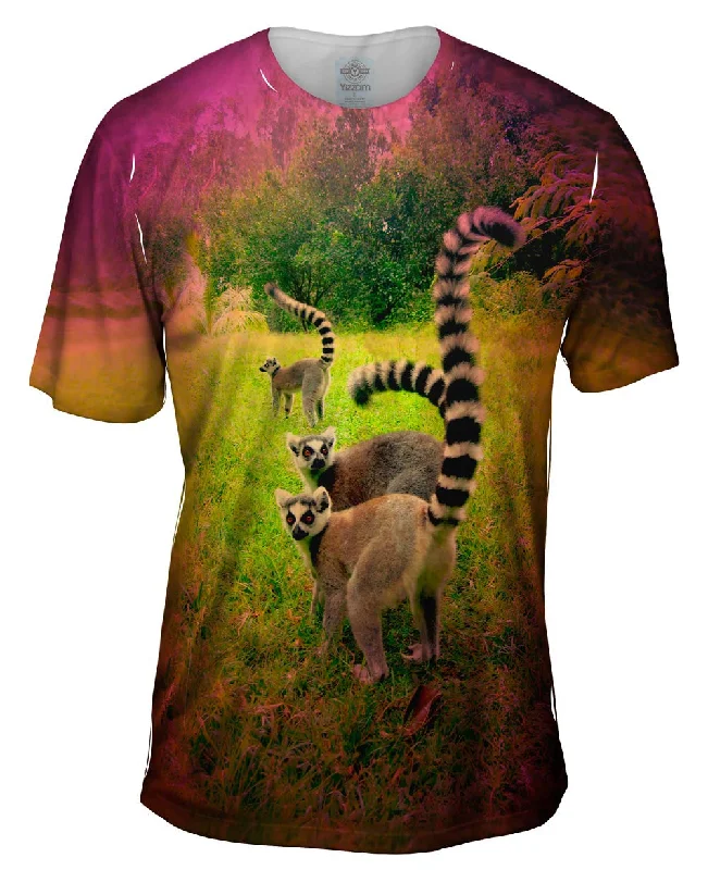 Men's ribbed t - shirts with a textured finish for added styleTrio Jungle Lemur