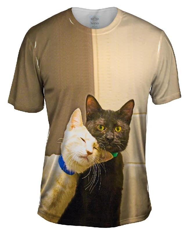 Men's distressed denim - look t - shirts with a rugged appealTrue Love Cats