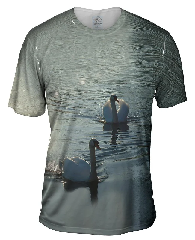 Men's printed Hawaiian t - shirts for tropical vacationsTwo Swans Swim