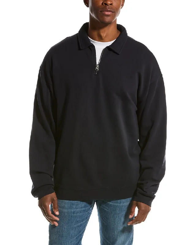 Men's short - sleeve linen t - shirts for summer beach outingsVince French Terry 1/4-Zip Pullover