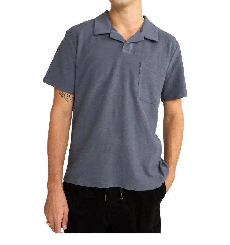 Men's ribbed t - shirts with a textured finish for added styleVintage Terry Polo In Vintage Navy