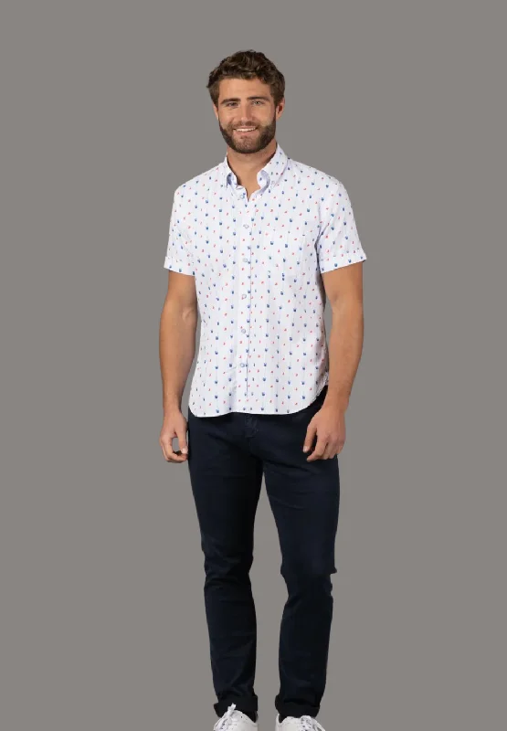 Men's polo t - shirts with a contrast collar for a preppy lookWhite with Blue Cocktails and Orange Slices (Big & Tall) Men's polo t - shirts with a contrast collar for a preppy lookWhite with Blue Cocktails and Orange Slices (Big & Tall)