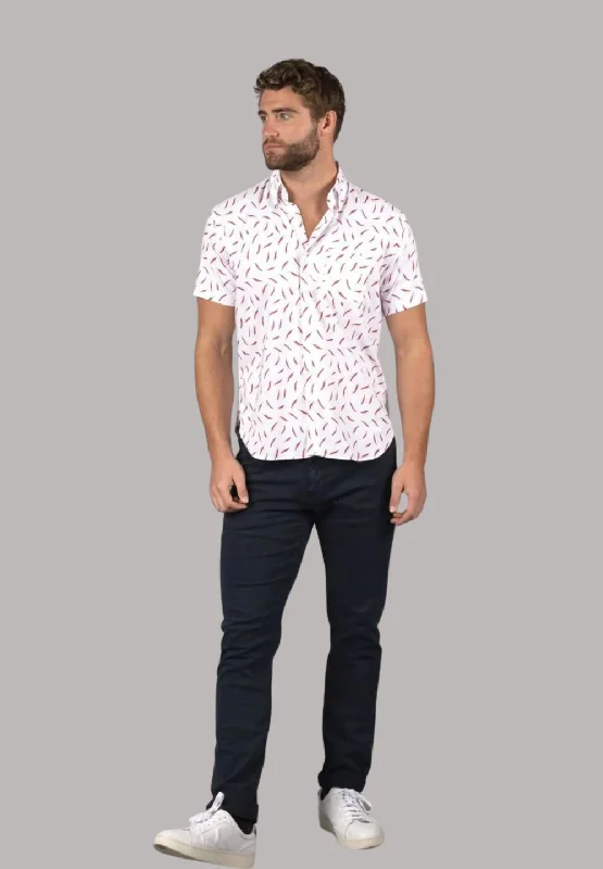 Men's slim - fit graphic t - shirts with vintage rock band printsWhite with Red Chilli Peppers Shirt