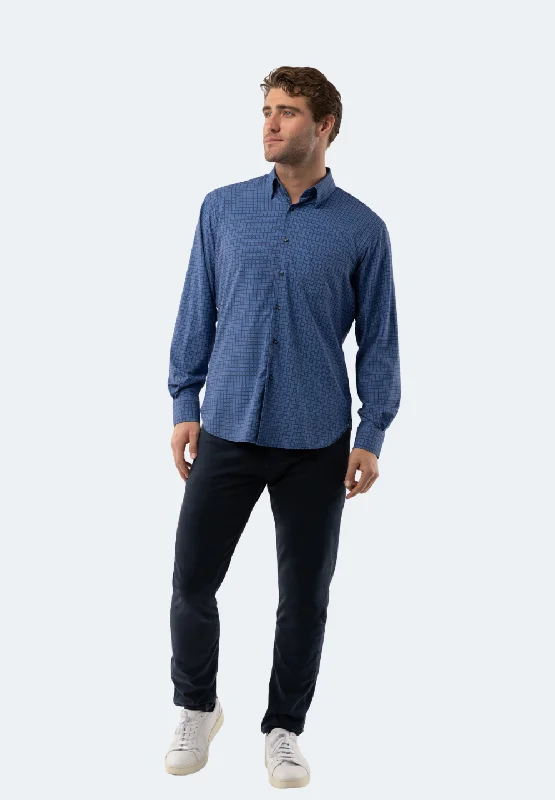 Men's tie - dye t - shirts with a bohemian styleYale Blue Plaid Shirt